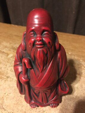 CHINESE RESIN FIGURE SHOU LAO GOD OF LONGEVITY 6"